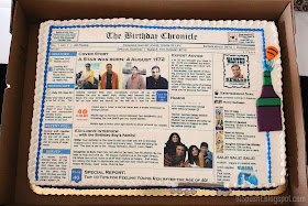 spusht | newspaper style cake | naughty forty birthday cake surprise