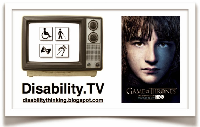 Disability.TV logo on the left, poster of Bran Stark on the right