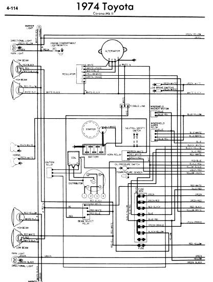 repair-manuals: Toyota Corona Mark II 1974 Wiring Diagrams