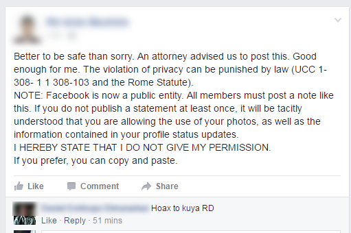 Facebook Privacy Hoax