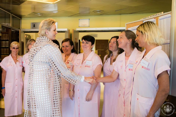 Princess Charlene visits maternity ward of Princess Grace Hospital