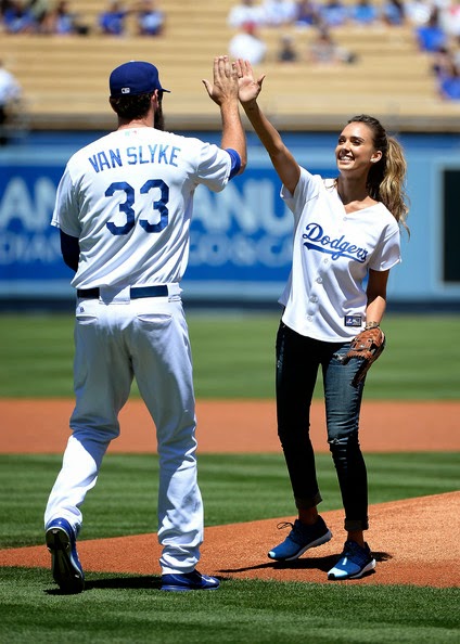 Jessica Alba As Los Angeles Dodgers Player