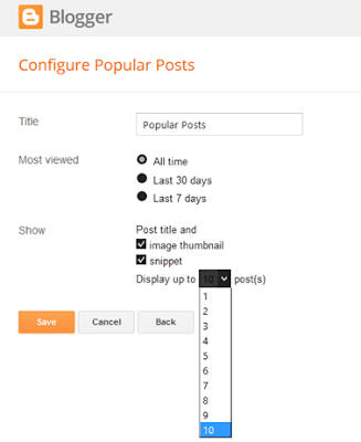 Popular Posts Configure 5 best popular posts widget
