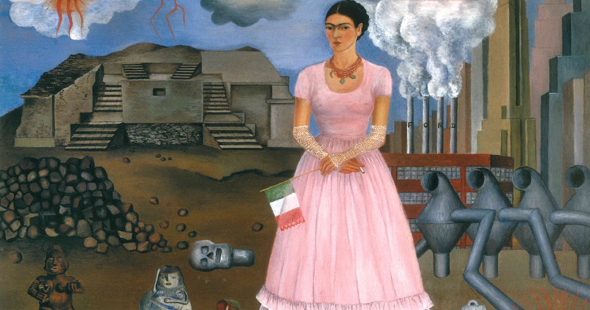 FRIDA KAHLO, AUTORITRATTO AL CONFINE TRA MESSICO E STATI UNITI, 1932, OLIO SU METALLO.