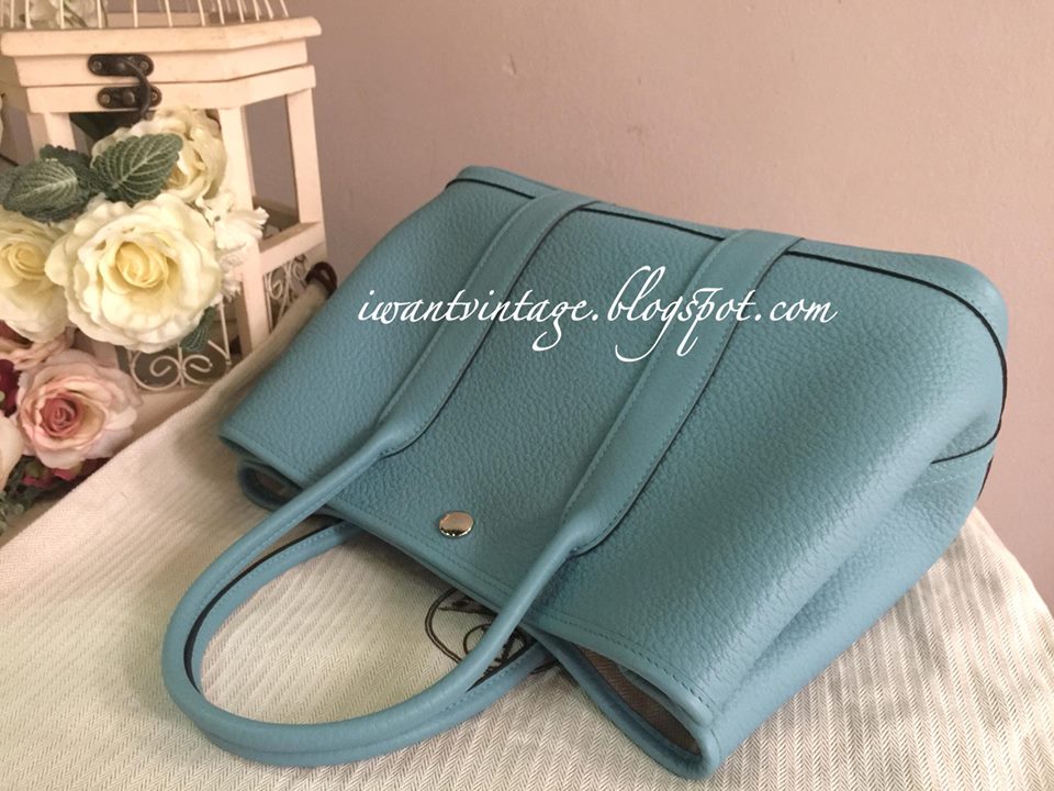 I Want Vintage | Vintage Designer Handbags: Hermes Garden Party 30 Bag-Blue