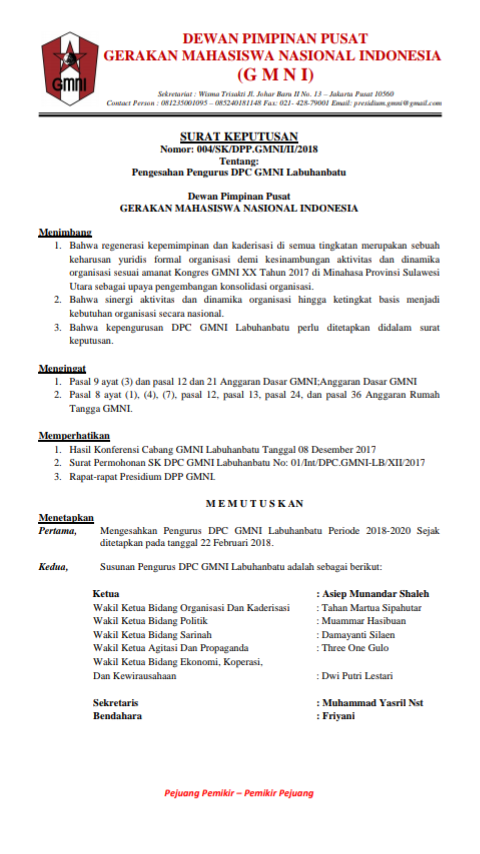 Pernyataan Pemecatan Anggota Gmni Dpc Gmni Labuhanbatu
