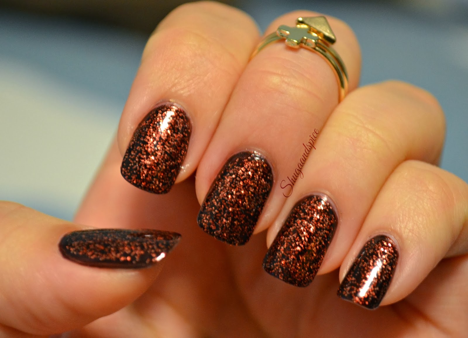 Shuga and Spice BronzeCopper Glitter Nails