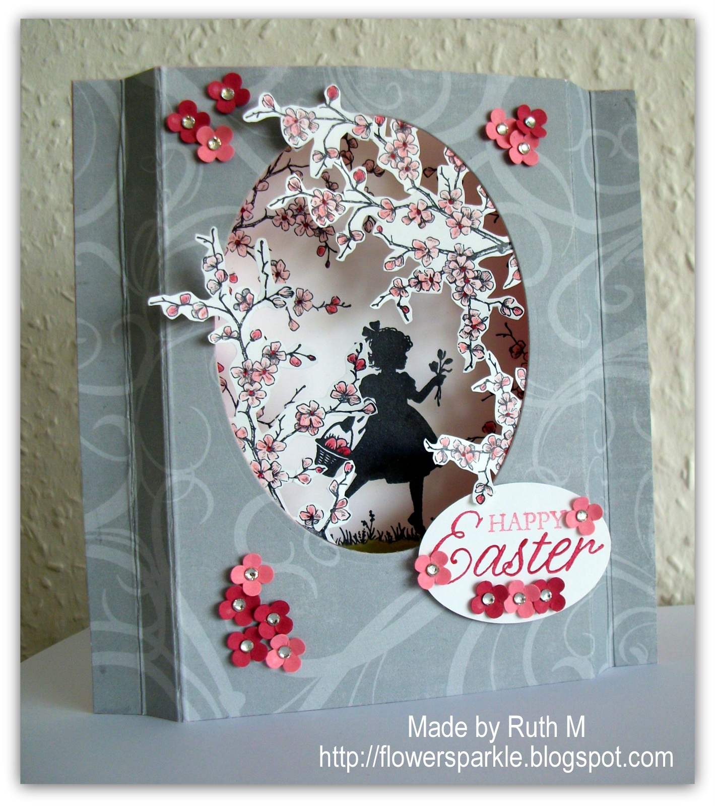 Flower Sparkle Easter Blossoms Shadow Box Card