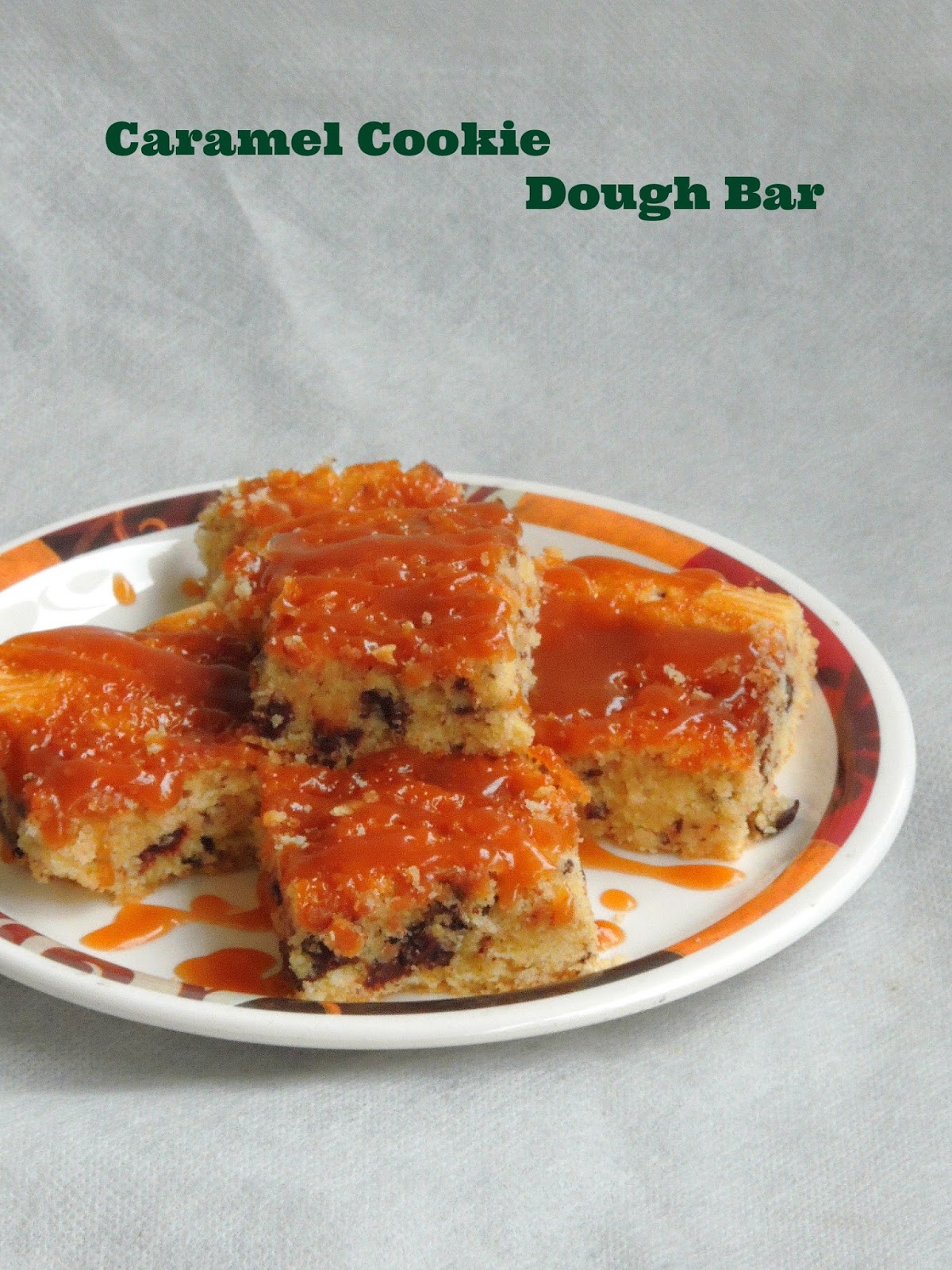 Priya's Versatile Recipes Eggless Caramel Cookie Dough Bar