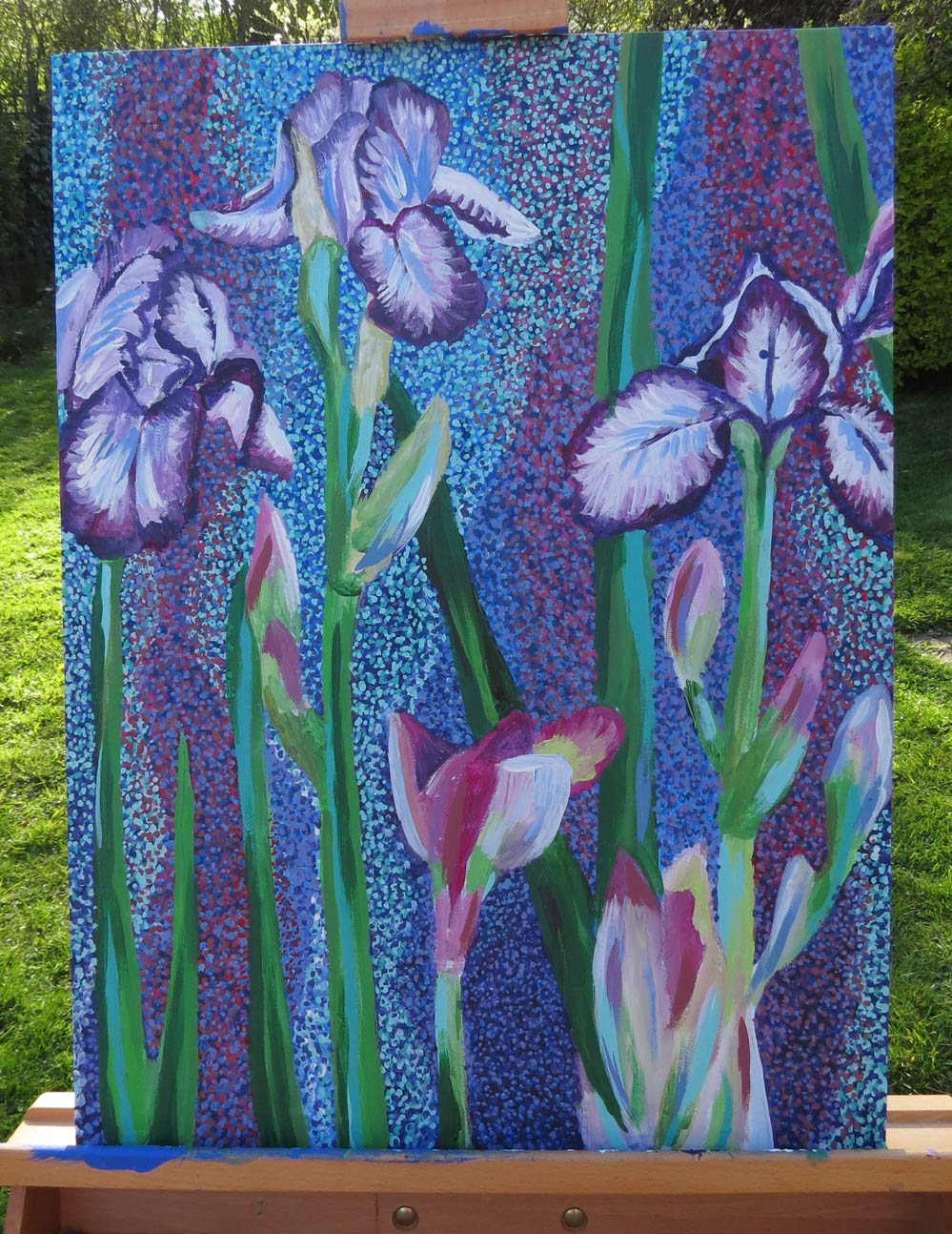 Artycraftythings A Painting Of Irises In Acrylics Step By Step Photos Iris Painting 3