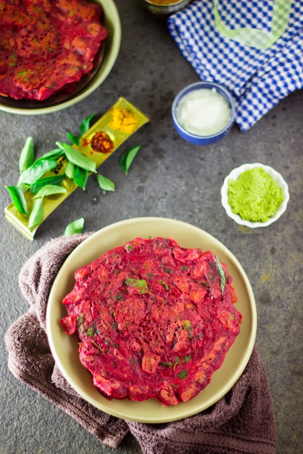 How to make vegan beetroot besan dosa beetroot paratha recipe at www.oneteaspoonoflife.com