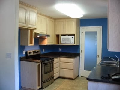 cat dapur warna biru