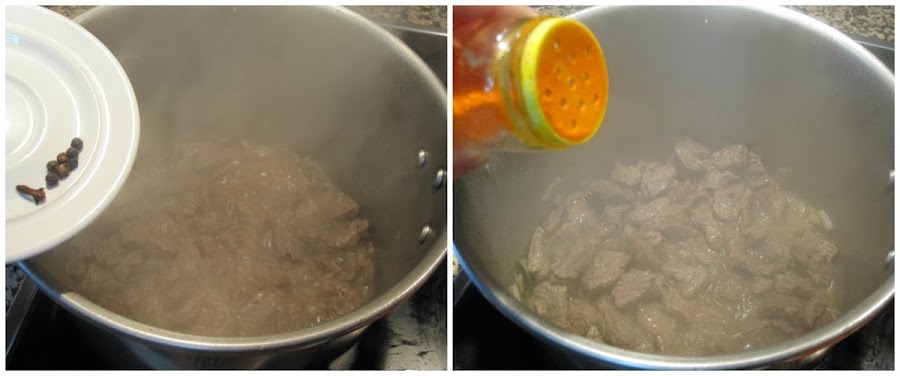 Se añade pimienta, clavo y colorante