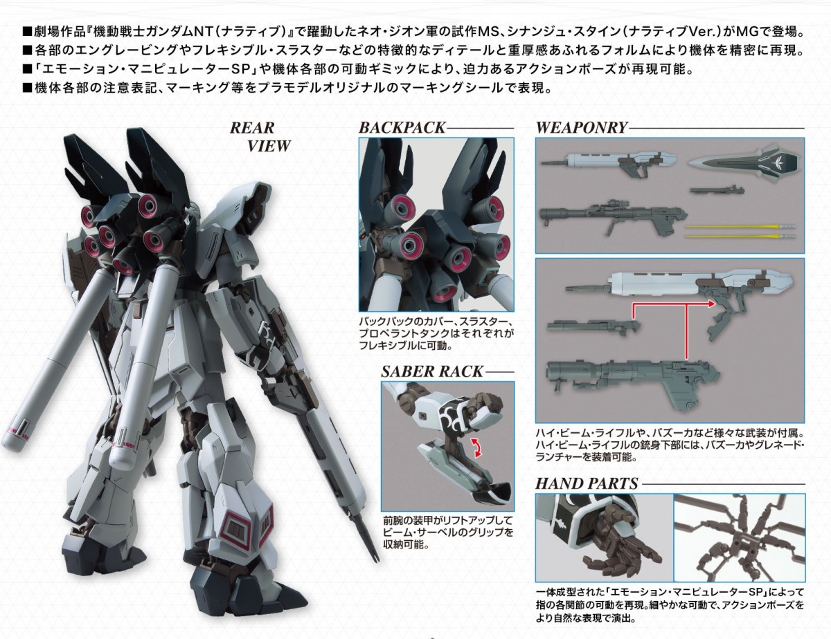 Bandai MG 1/100 MSN-06S-2 Sinanju Stein [Narrative] Ver. Ka -Bandai Shop mg narrative sinanju stein