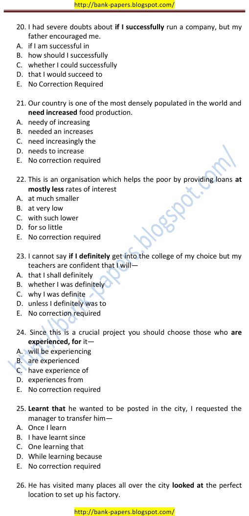 banking examination question papers