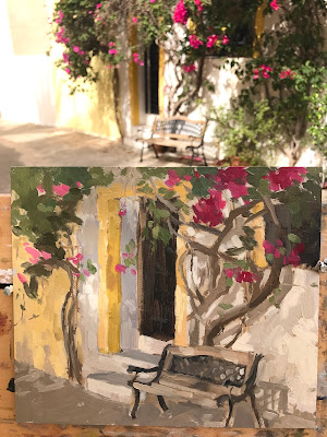 #216 ‘Bougainvillia, Spain’ 18x21cm