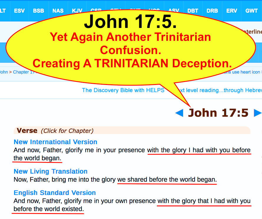John 17:5. Yet Again Another Trinitarian Confusion. Creating A TRINITARIAN Deception.