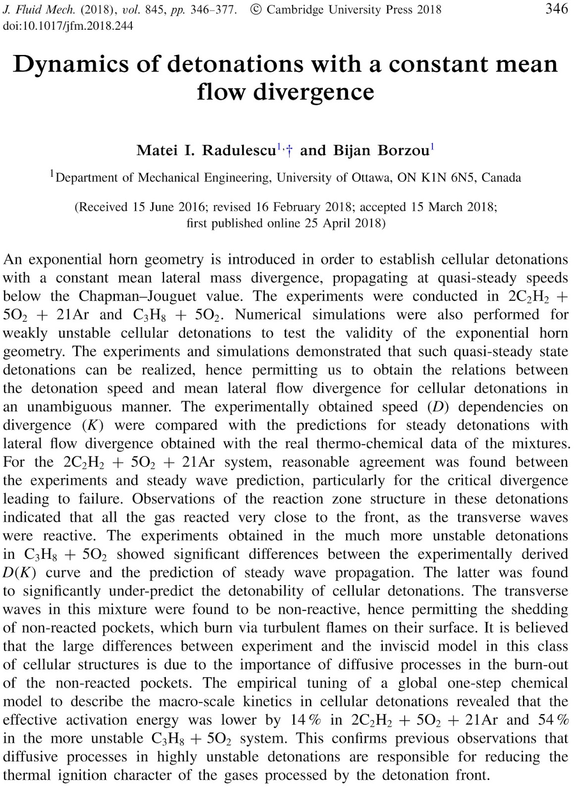 Detonation dynamics with mass divergence