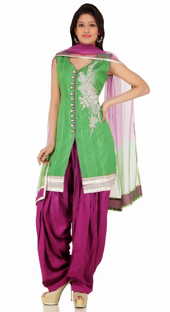 Chhabra555 Punjabi Suits Collection '14 | Punjabi Pleated Salwar with Kameez - KAFTAN YASMINE