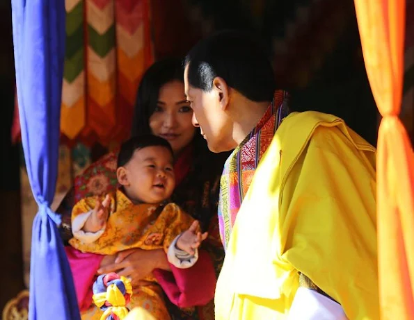 Wangchuk family. Ugyen Wangchuk, hereditary monarch of Bhutan, King Jigme Namgyal Wangchuck, Queen Jetsun Pema and their young son Crown Prince Gyalsey