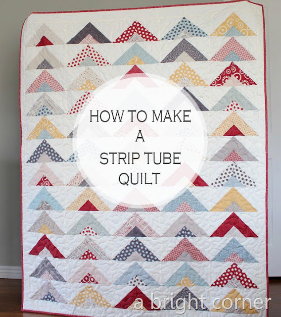 How to make a strip tube quilt - a jelly roll quilt tutorial from A Bright Corner