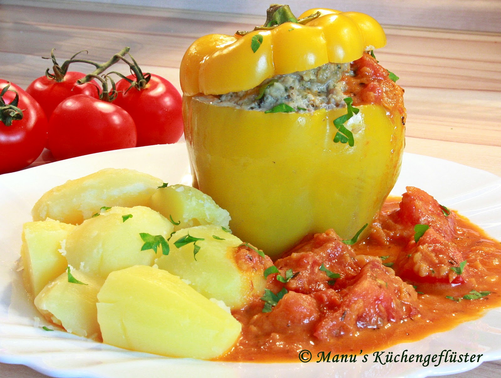 Manus Küchengeflüster: gefüllte Paprika mit Tomatenrahm