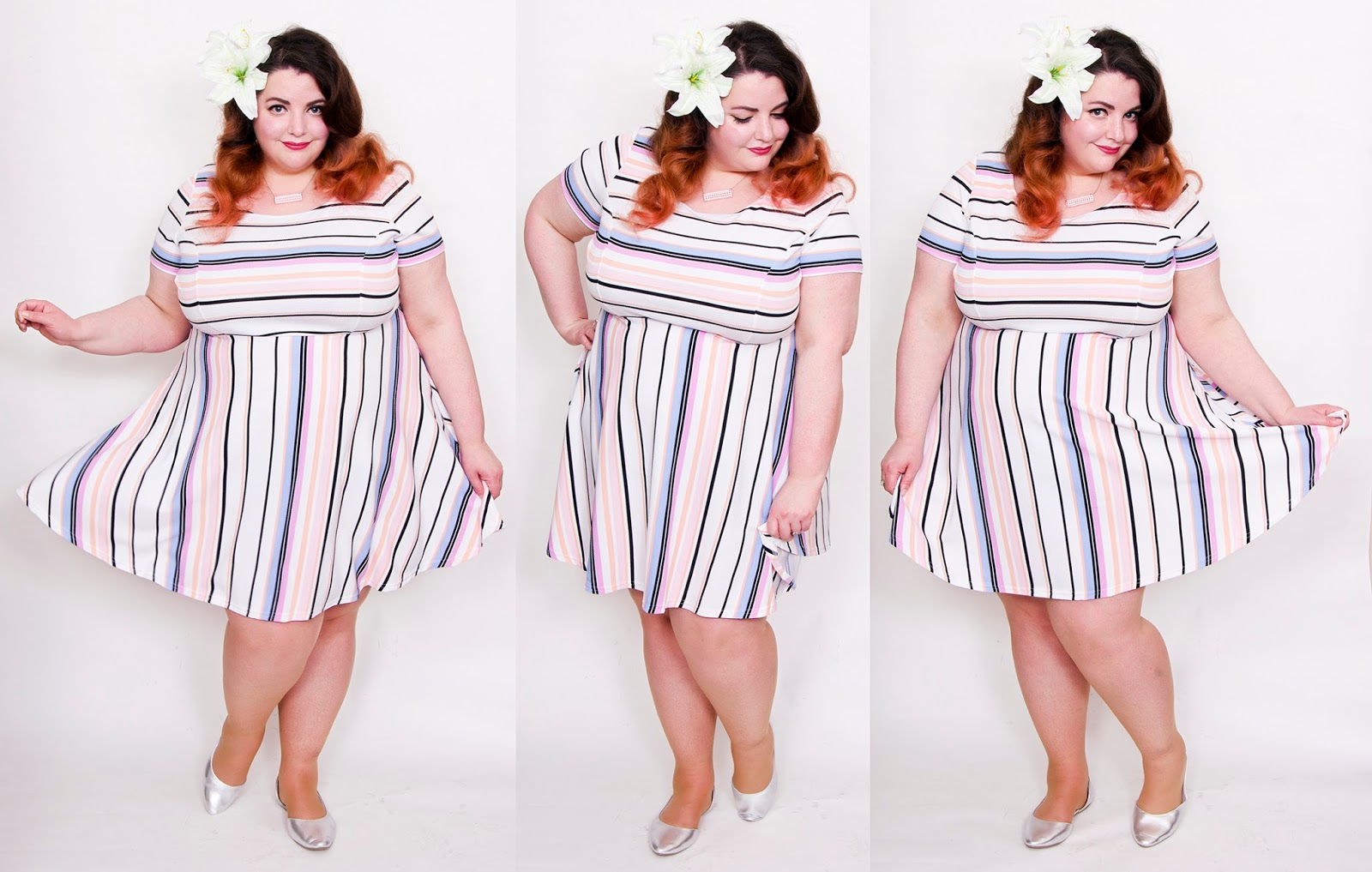 I Got Stripes Textured Skater Dress from Simply Be via JD Williams