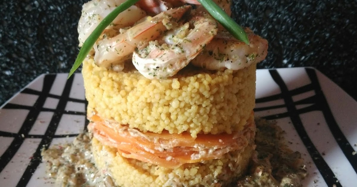 Timbale de crevettes carottes et semoule du soleil