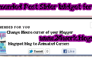 Recommended Post Slider Widget for Blogger with Twitter / Facebook share button