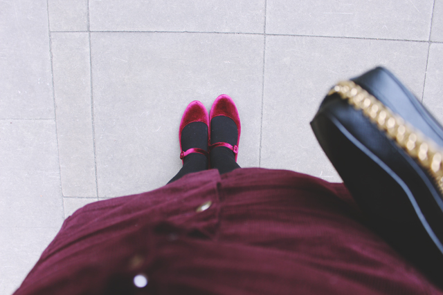 Red velvet shoes