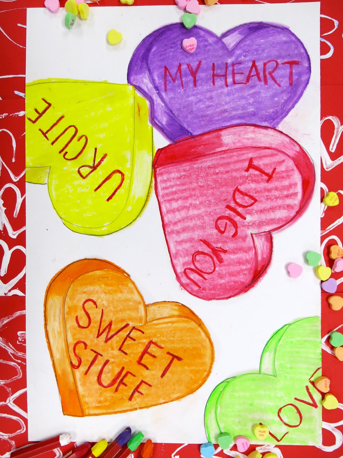 Cassie Stephens In the Art Room Candy Heart Drawings