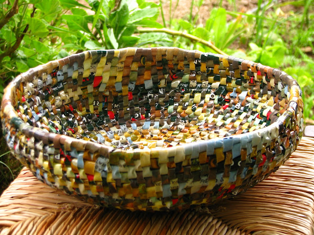 Plastic Basket made from recycled plastic bags