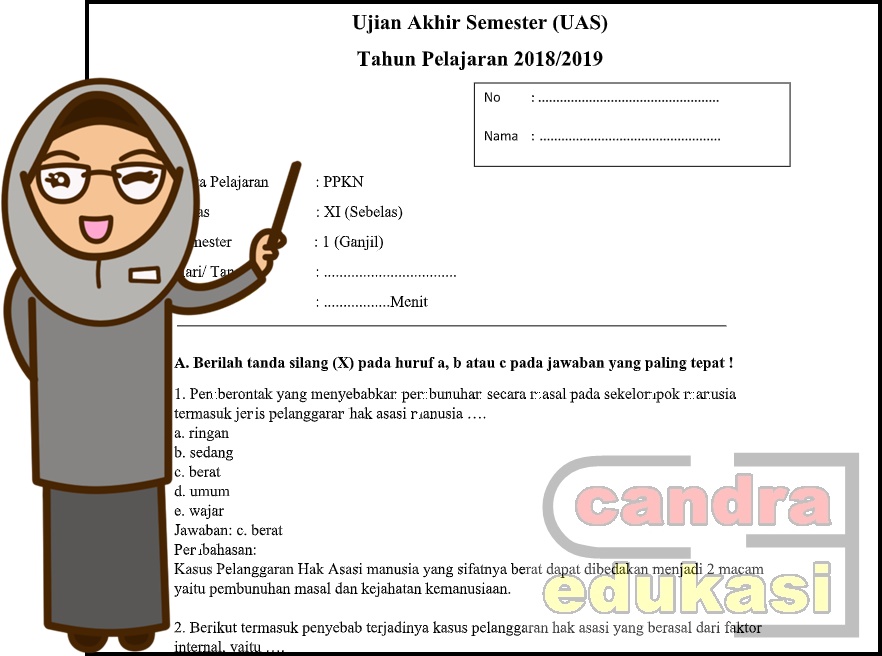 Soal Uas Pkn Kelas 11 Semester 1 Kurikulum 2013 Dan Pembahasannya Administrasi Sekolah Sd Mi Smp Mts Sma Ma Smk