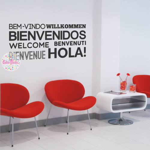 VINILO DECORATIVO BIENVENIDOS OFICINA SALA CONSULTORIO - W30h | CDM