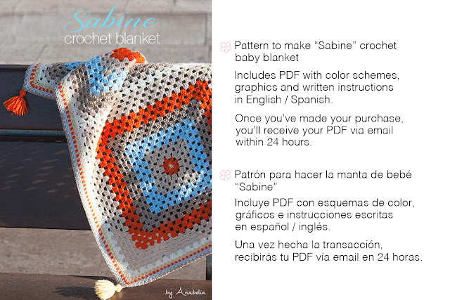 Sabine crochet baby blanket by Anabelia Craft Design