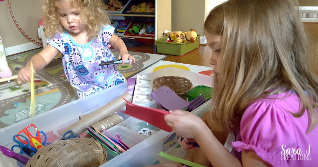 Setting up a cutting box is a great way to have fine motor cutting practice for kids.