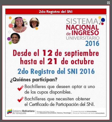 APERTURA SEGUNDO REGISTRO SISTEMA NACIONAL DE INGRESO (OPSU) APERTURA SEGUNDO REGISTRO SISTEMA NACIONAL DE INGRESO (OPSU)