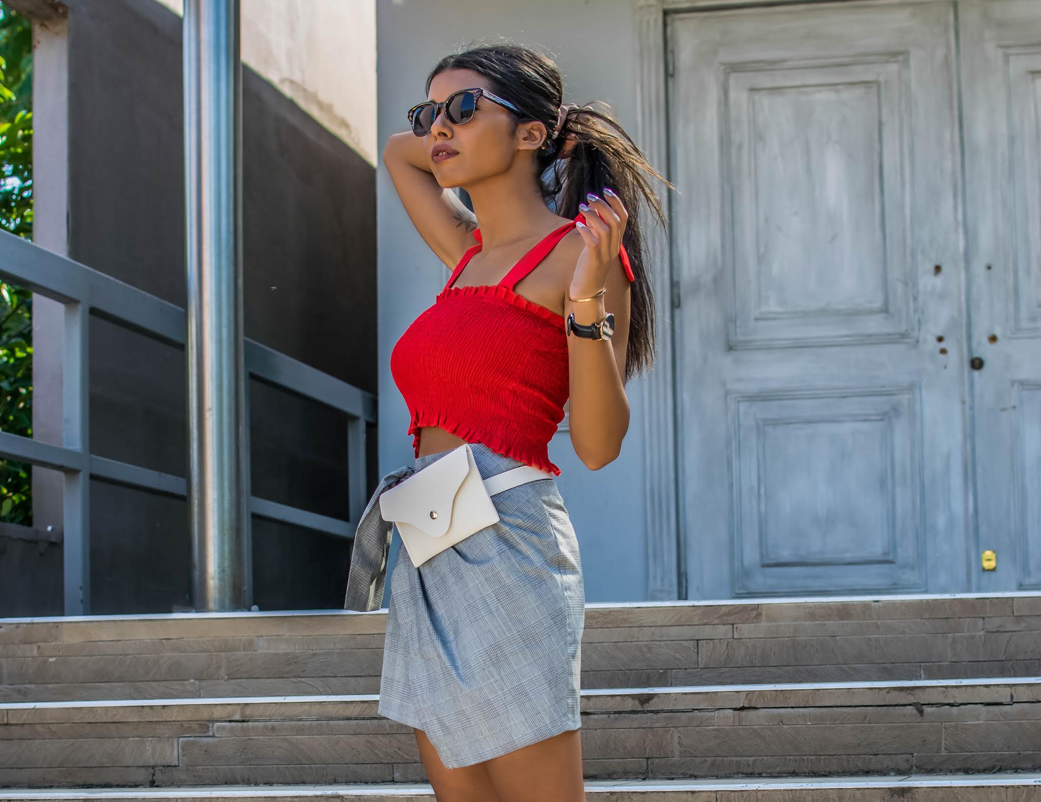 plaid skirt outfit inspiration for summer