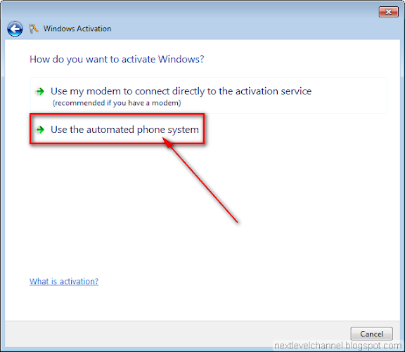 Use your telephone to activate Windows 7