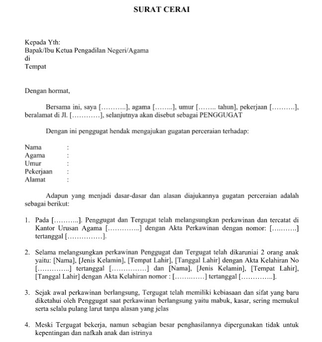 31+ Contoh surat cerai yang baik dan benar terbaru terbaru