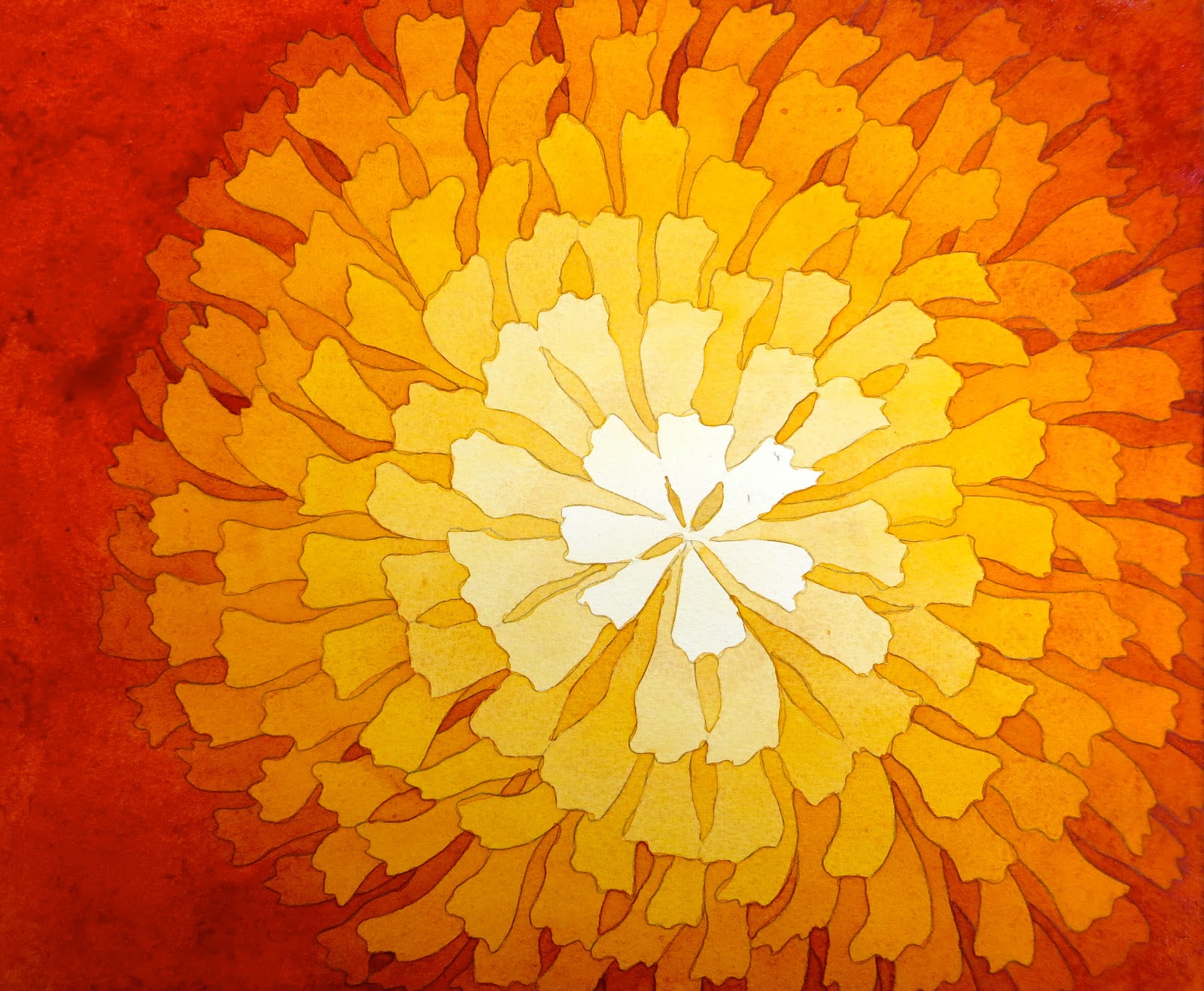 The Painted Prism WATERCOLOR Negative Painting a Radial Design