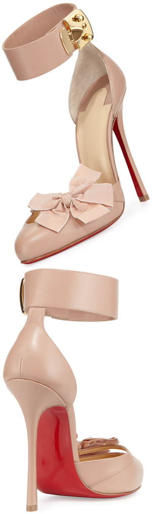 Christian Louboutin Fetish Red Sole d'Orsay Pump, Nude/Golden