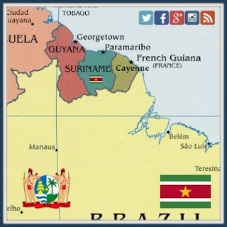 Surinamese flag & map