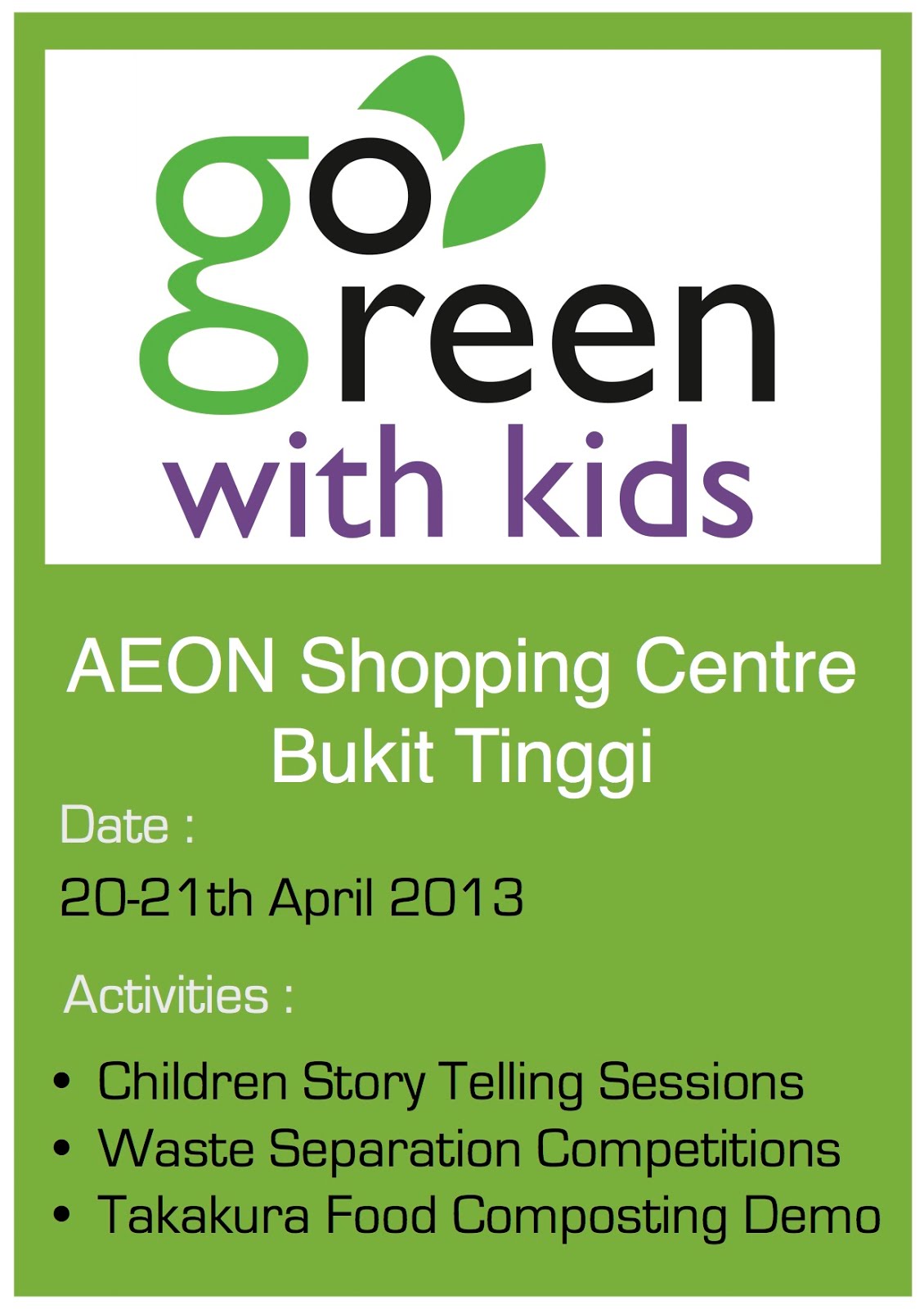 Go Green With Kids   绿化家庭日 AEON Bukit Tinggi