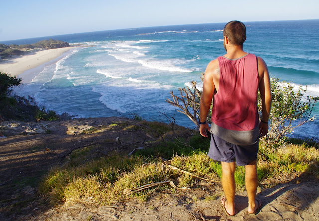 Male overlooking Deadman's Beach Stradbroke Island Male overlooking Deadman's Beach Stradbroke Island