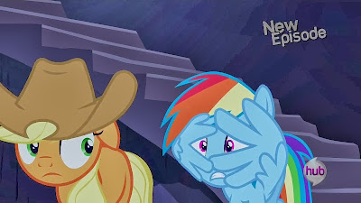 Applejack and Rainbow Dash looking scared