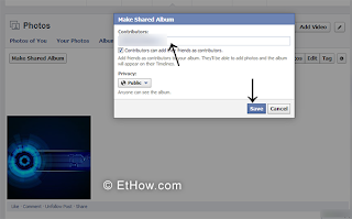 Privacy for shared albums. adding contributors to shared facebook albums.
