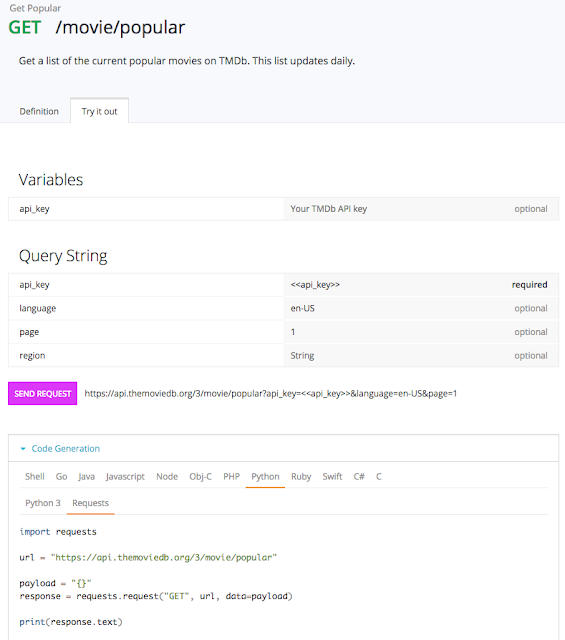 The Movie DB query url, response and code generation The Movie DB query url, response and code generation