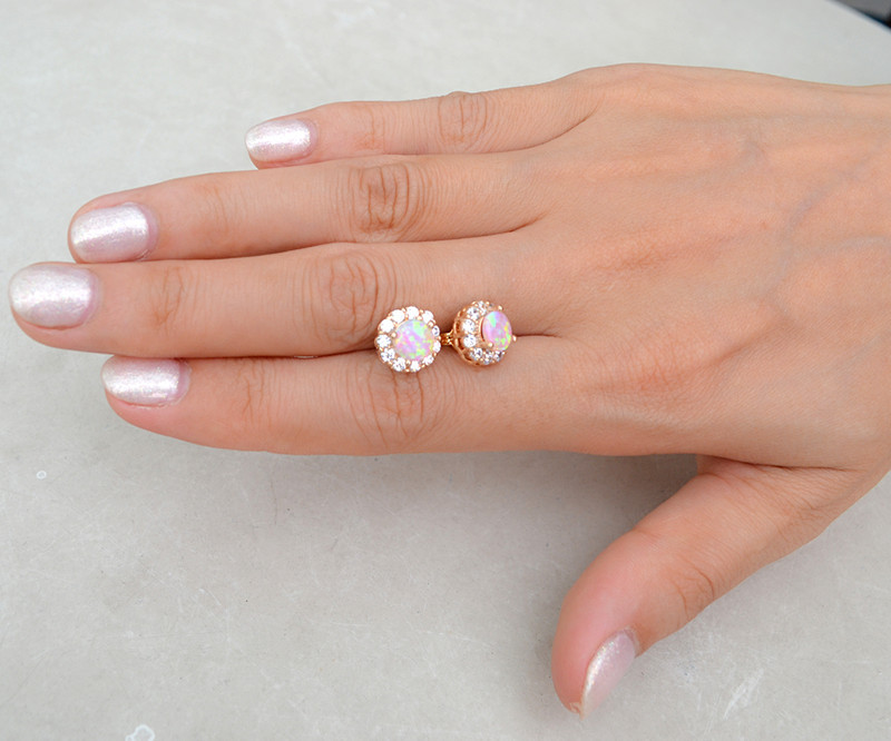 Product Review- Simulated Pink Opal CZ Rose Gold Stud Earrings