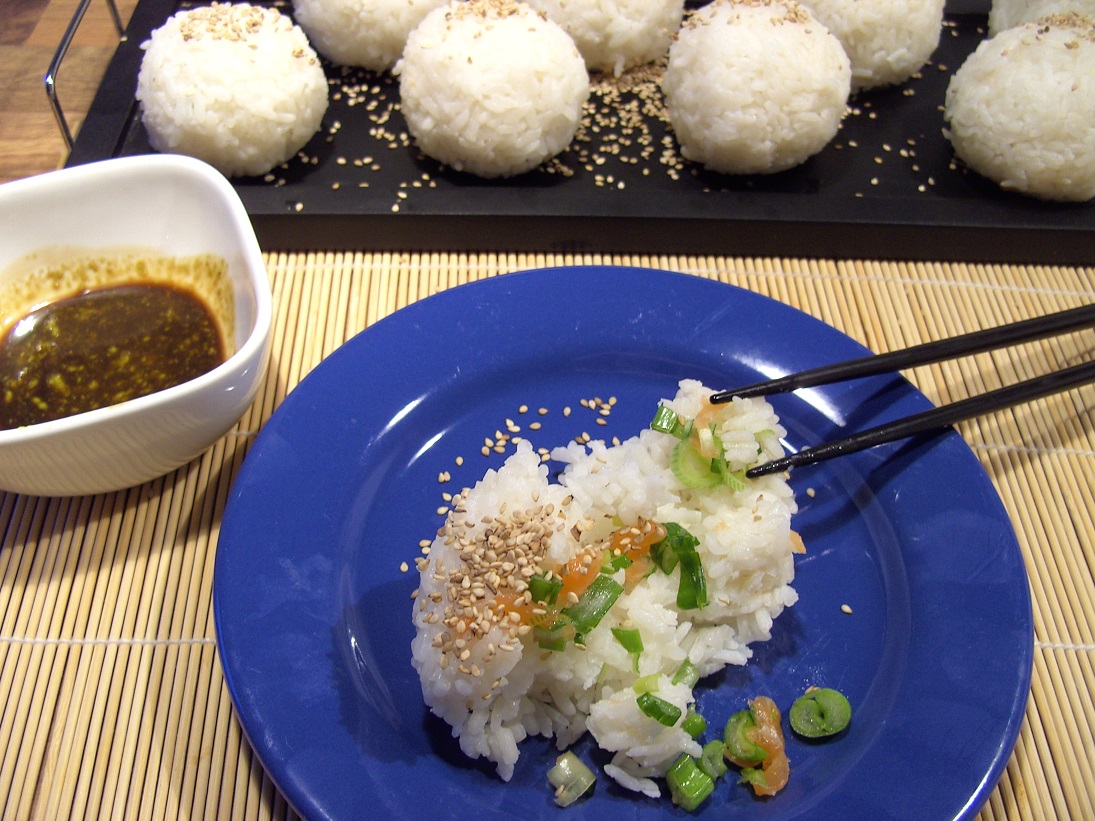 Cooking Around the World Rice Balls with Spring Onions and Smoked Salmon